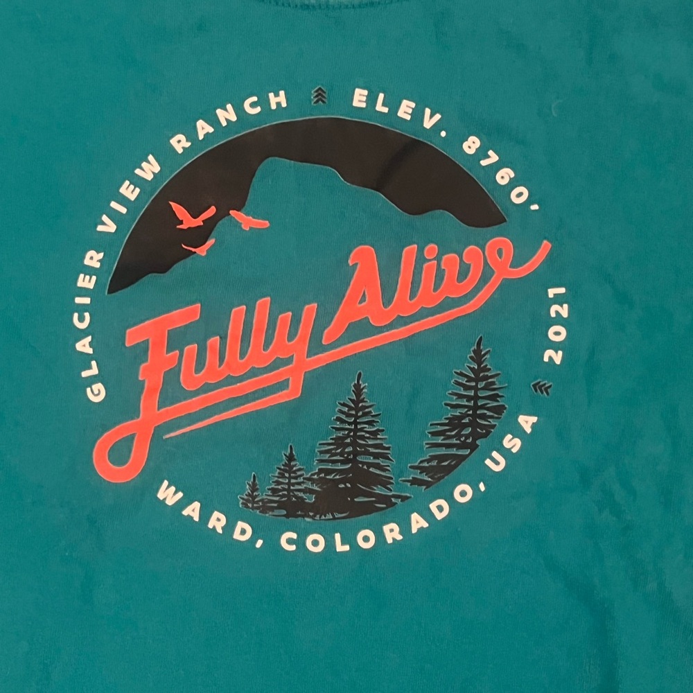 Glacier View Ranch, Ward Co Teal Graphic Tee